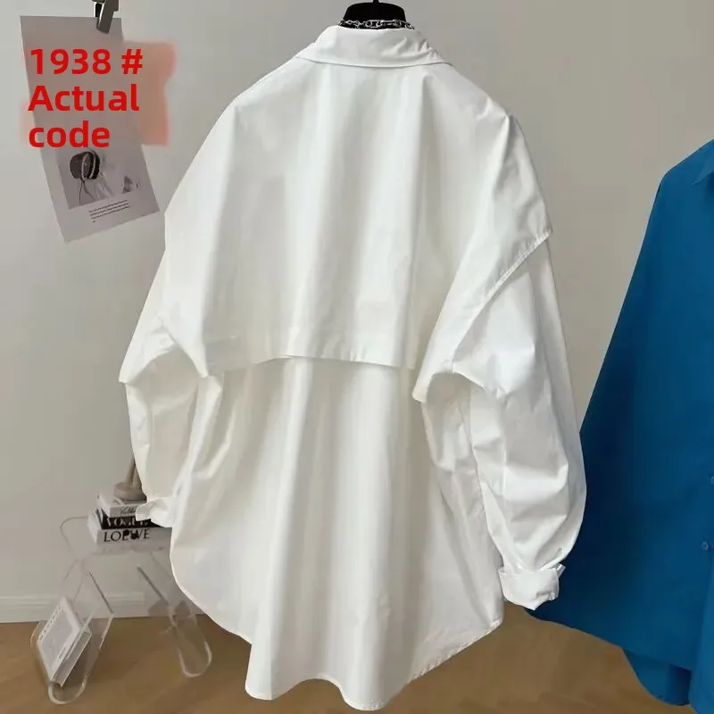 الكورية نمط الأبيض المرأة قميص تصميم الإحساس الربيع أوائل وصول جديد صغير معطف فوقي سترة مخطط المرقعة أكمام #1