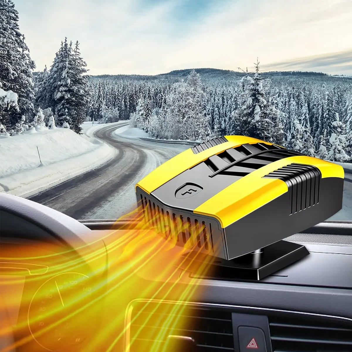 2‑in‑1 Car Heater and Cooling Fan, 12V Fast Heating Portable Windshield Defroster Defogger, 360 Degree Rotation Quiet Car Heater