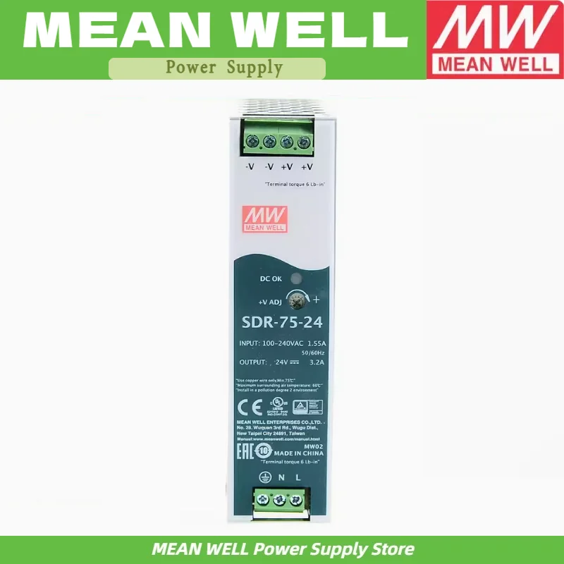 

Серия SDR-75, SDR-75-12, Mean Well, SDR 75.6W, 12V, 0~6.3A