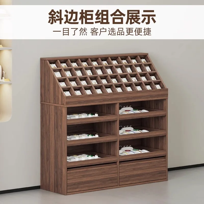 #Solid wood jewelry cabinets, island display tables, earrings, plaid cabinets, necklace racks, wall display cabinets