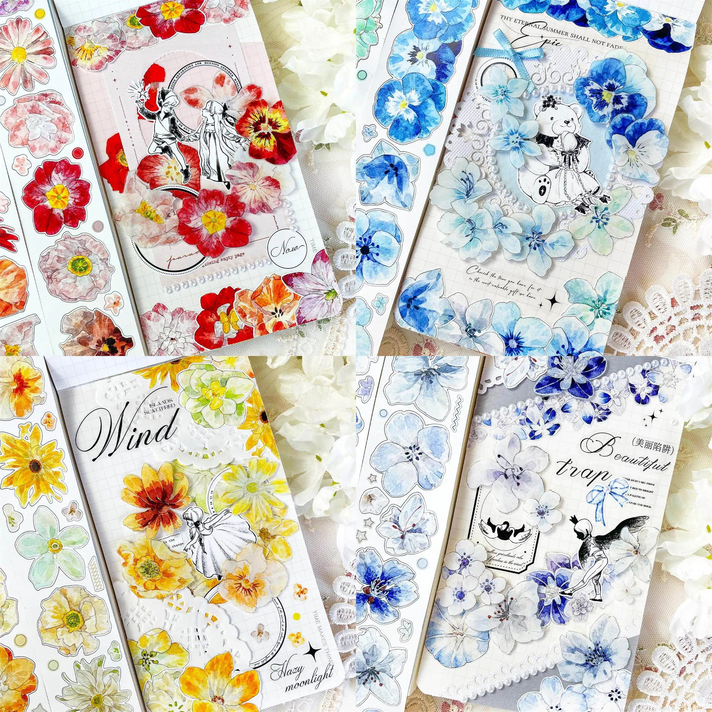 Vintage Journal Washi Tape Honey Orange PET Flower Design for Diary Decoration, Handmade Crafts
