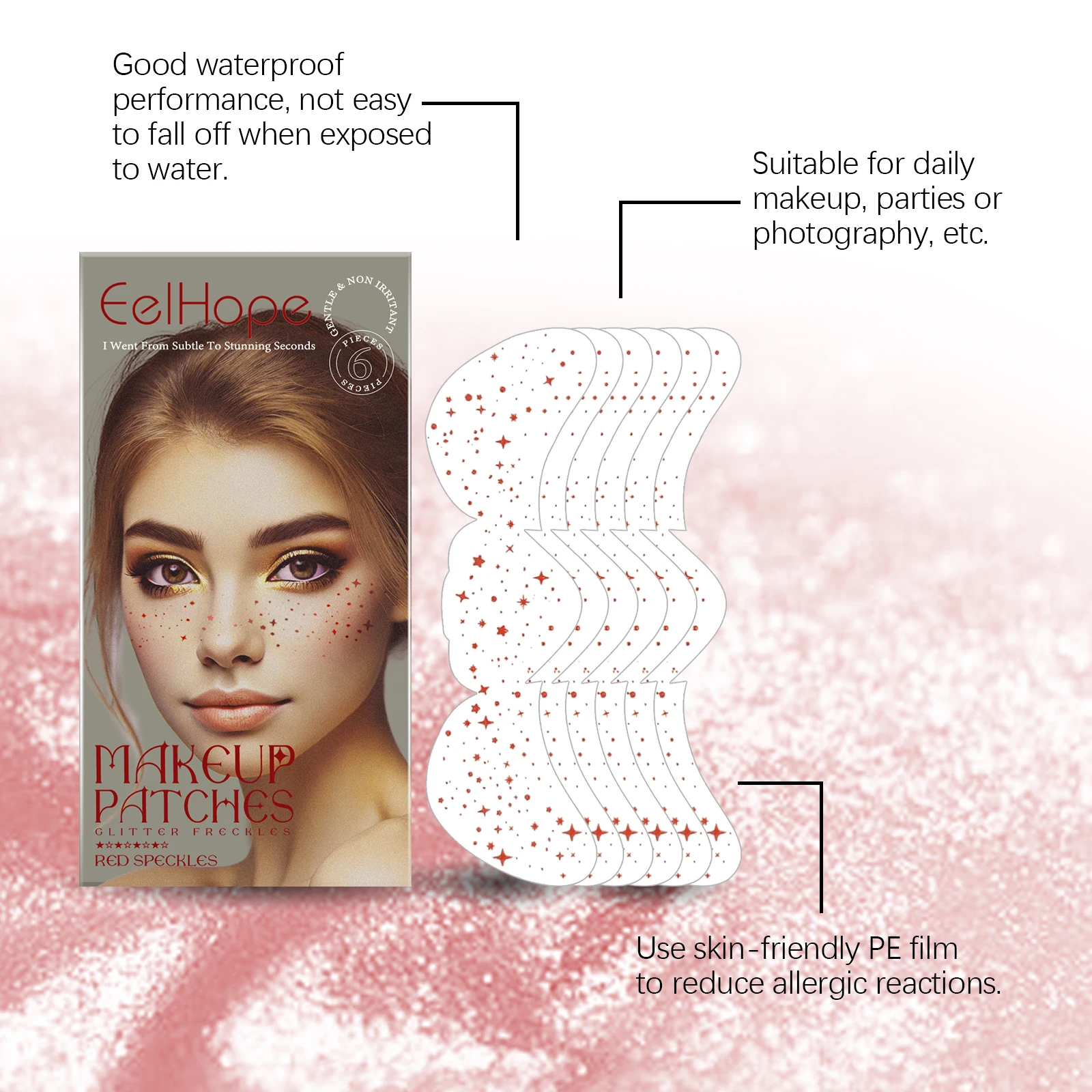 Facial Spot Glitter Sticker Fake Sproet Metallic Gouden Onregelmatige Waterdichte Tijdelijke Tattoo Star Sticker voor DIY Dagelijks Feest