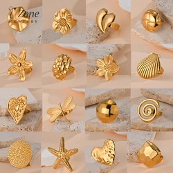 Uzone Multiple Styles Exquisite Adjustable Open Rings For Women Stainless Steel Gold Color Waterproof Finger Ring Jewelry Gift