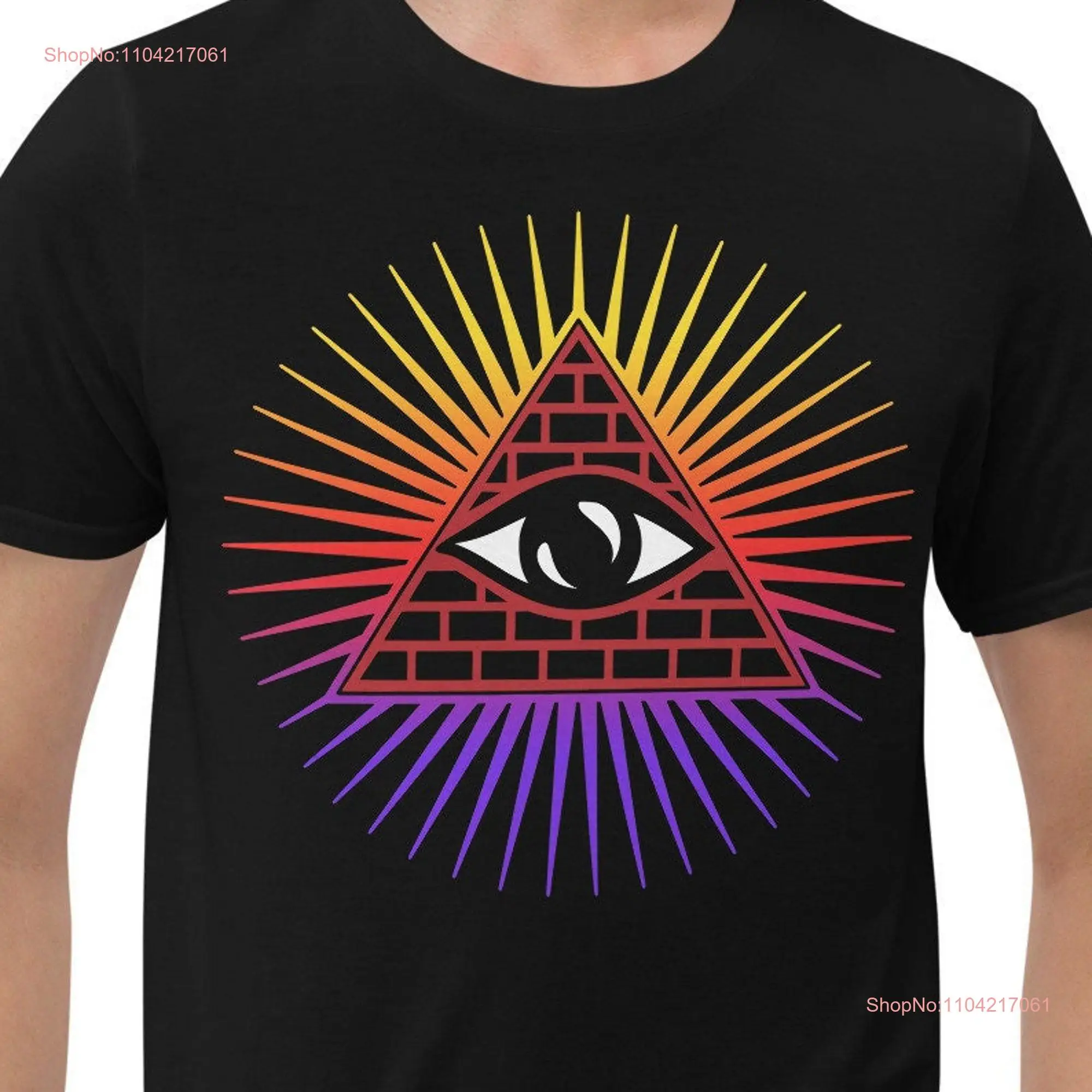 Illuminati All Seeing Psychic Eye Color Aura Men's  T Shirt long or short sleeves