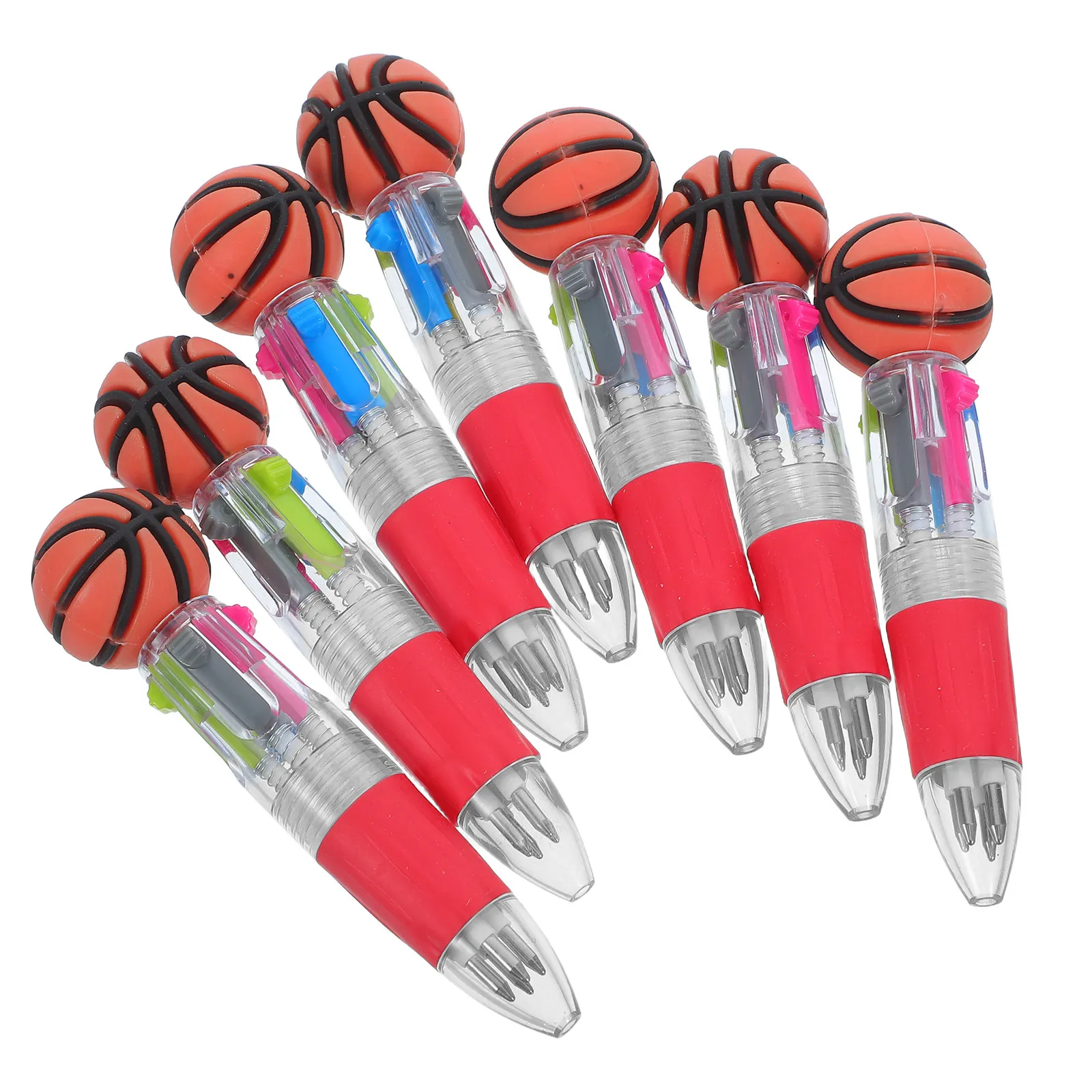 12pcs Basketball Shaped Ballpoint Pens Sports Themed Ballpoint Pens 4-in-1 Mini Multicoloured Cartoon Writing Pens Stationery