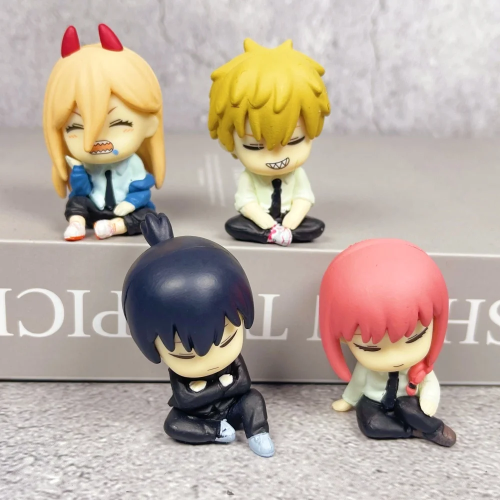 Figuras de hombre de motosierra bonitas, estatuas de Anime Kawaii Power, Denji Makima Aki Pochita durmiente, decoración del hogar, accesorios de escritorio