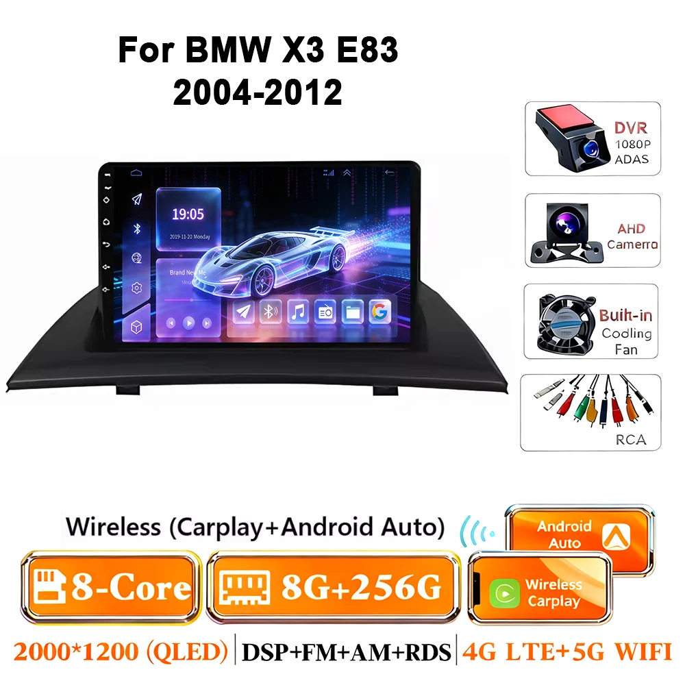 Android 17 autoradio voor BMW X3 E83 2004-2012 multimediaspeler GPS draadloze Carplay navigatiescherm monitor head unit stereo