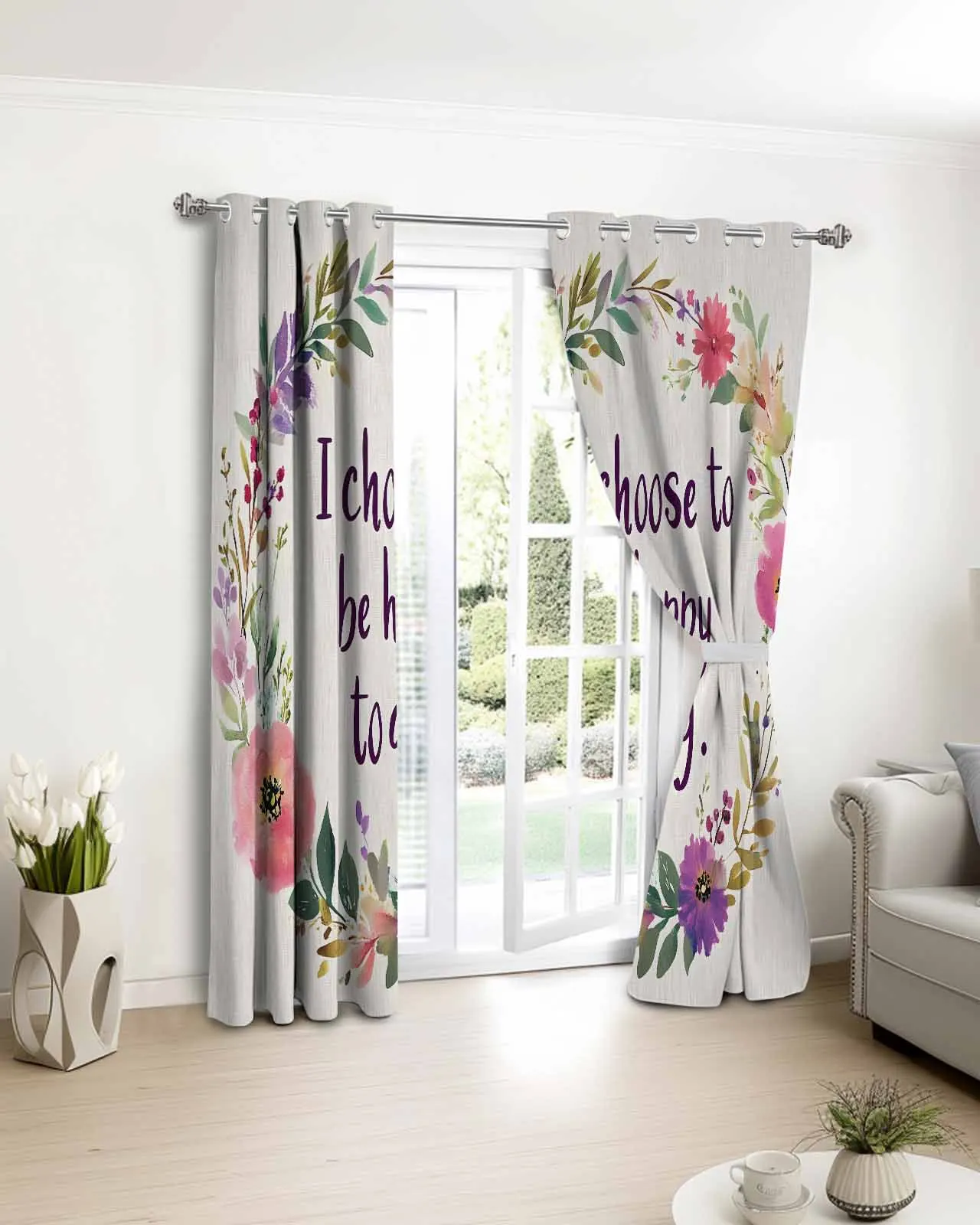 

Retro Wreath Flower Window Curtain Bedroom Decor Curtain Panel Curtains for Living Room