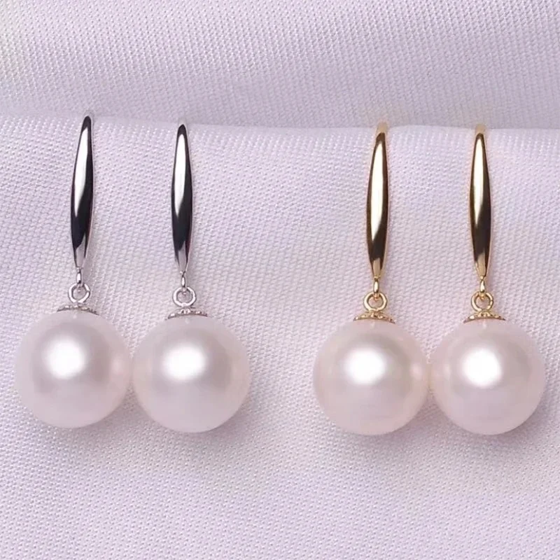 

Hot Sales Fashion Round white Pearl Earrings For Women 18K Gold Plated 925 Sterling Silver Women 's Earring Fine Jewelry Gift C3
