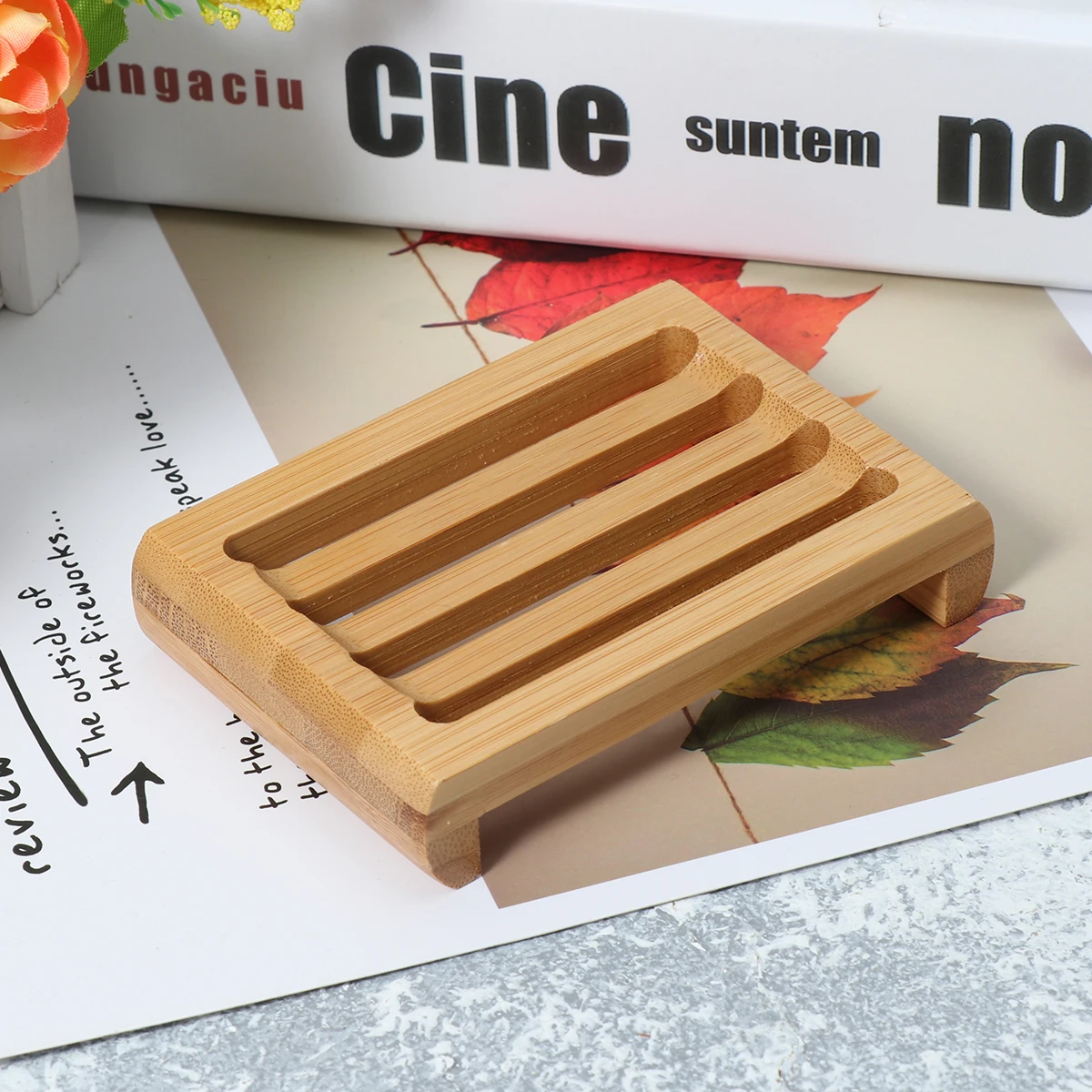 

Portable Bamboo Soap Box Wood Bathroom Container Home Dish Case Anti Slip Travel Friendly Design For Standard