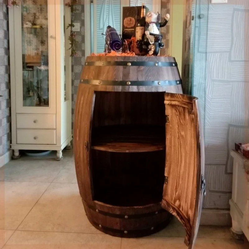 

Internet celebrity barrel lockers, open oak barrel cabinets, decorative wooden barrels, wine barrels, wine barrels, wine bars, b