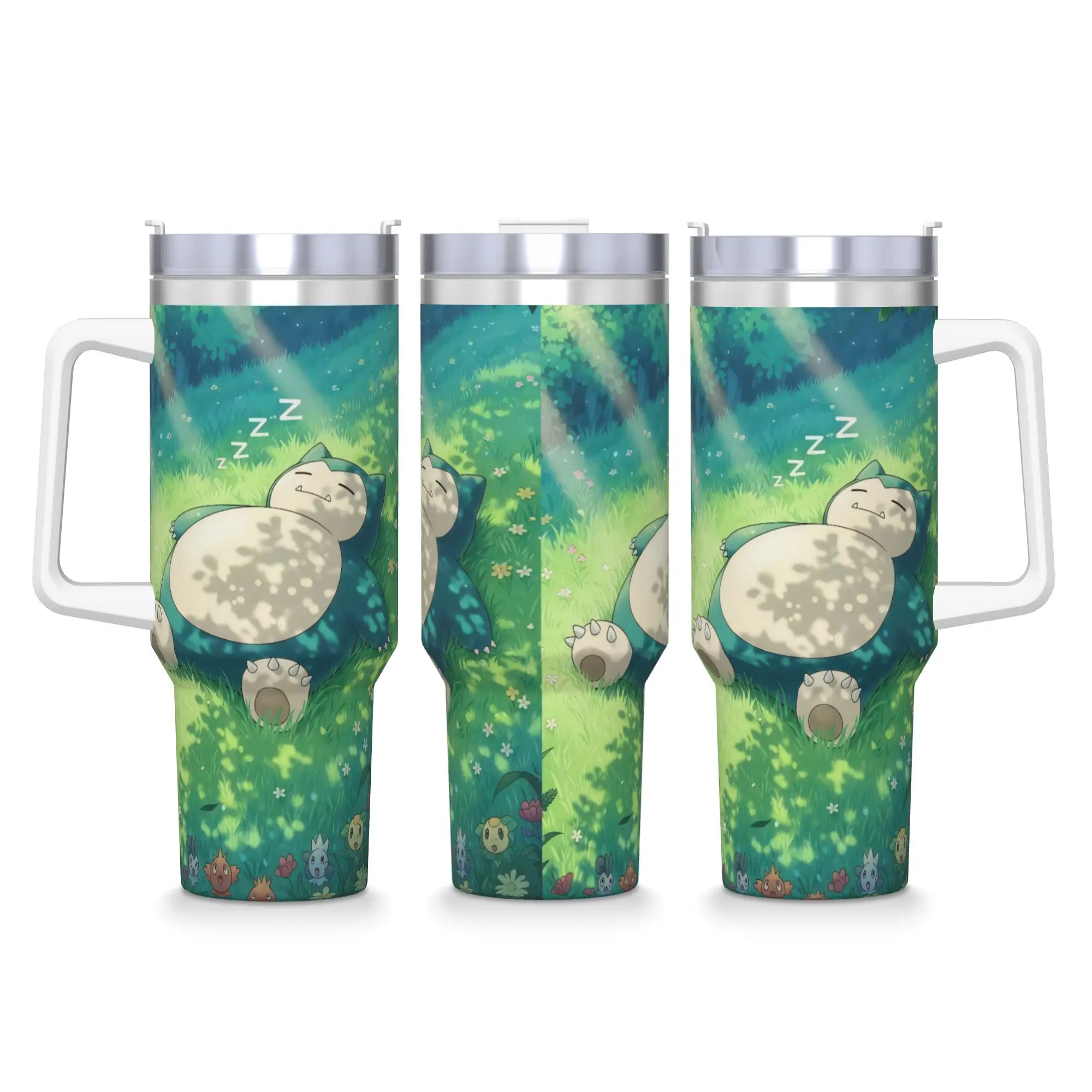 Snorlax More Sleep Please Tumbler  Cold Drink Water Bottle Keep Heat Stainless Steel Thermal Cups Graphic Travel Mugs Cup