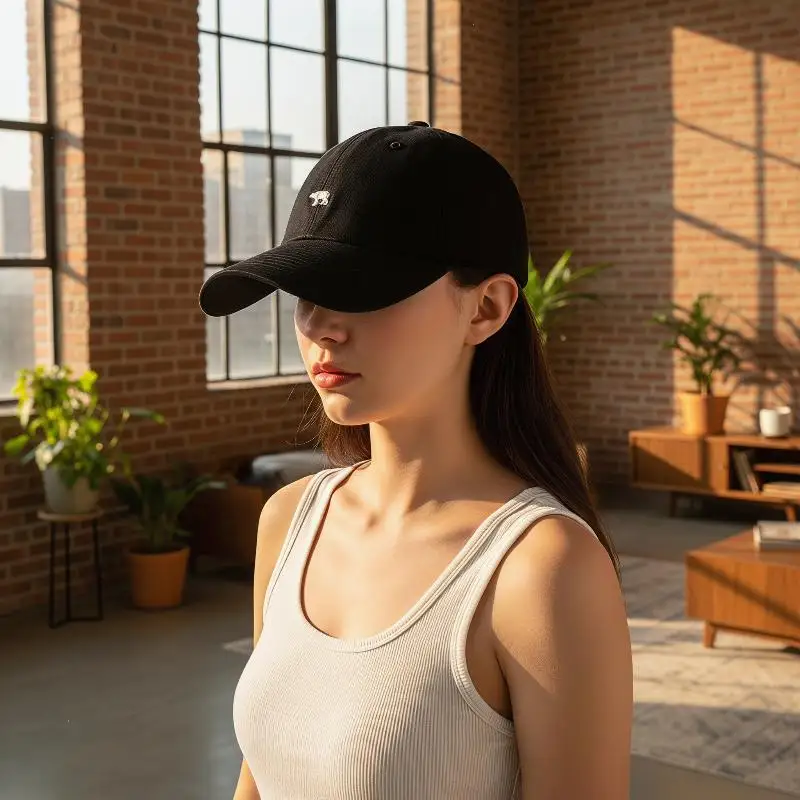 Unisex Bear Pattern Baseball Cap Soft Khaki Fabric Casual Outdoor Sun Hat Daily Fashion Headwear