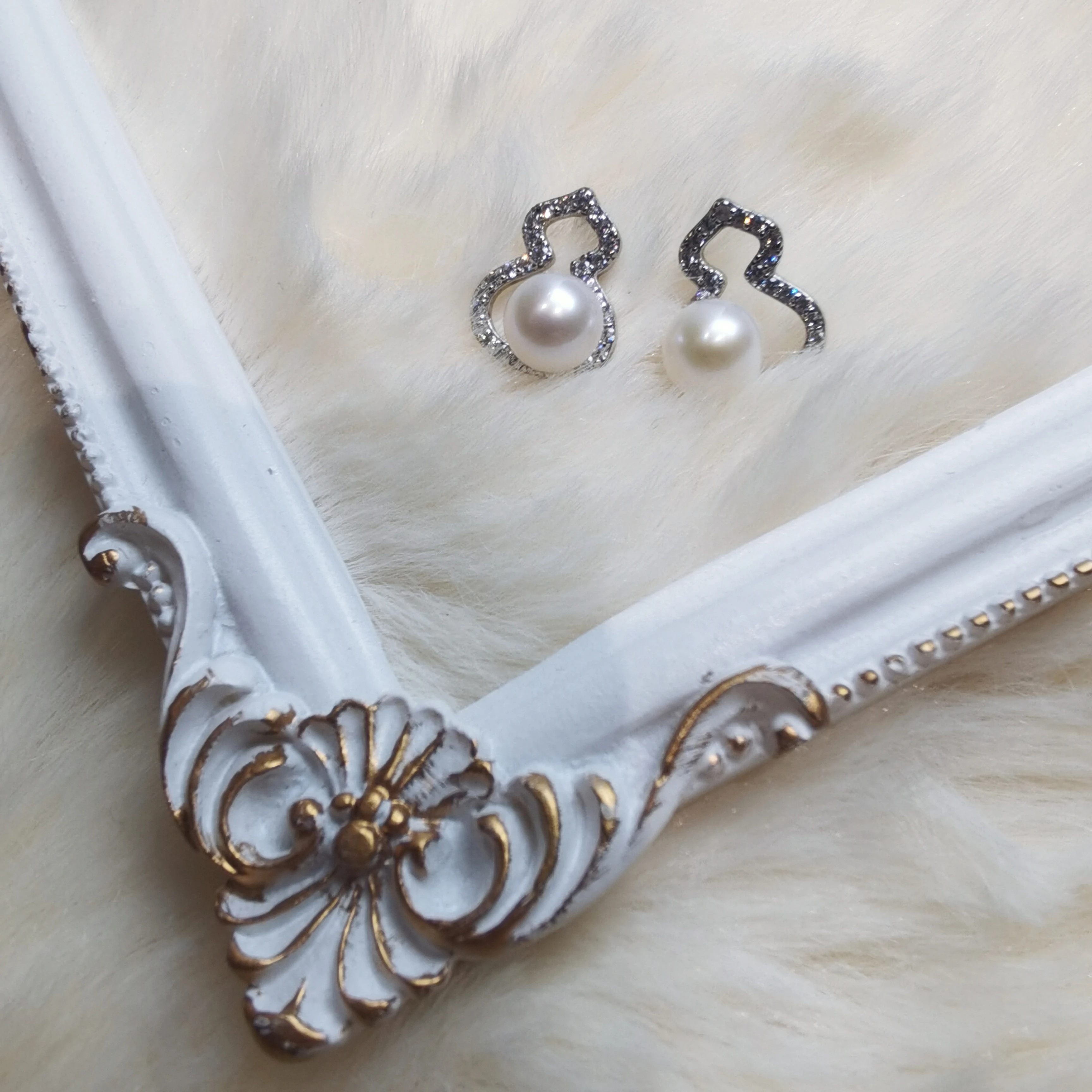 

High Quality White 6.5-7mm Freshwater Pearl Earring Silver Pearl Stud Earrings Gift or Party Luxury Earrings for Women