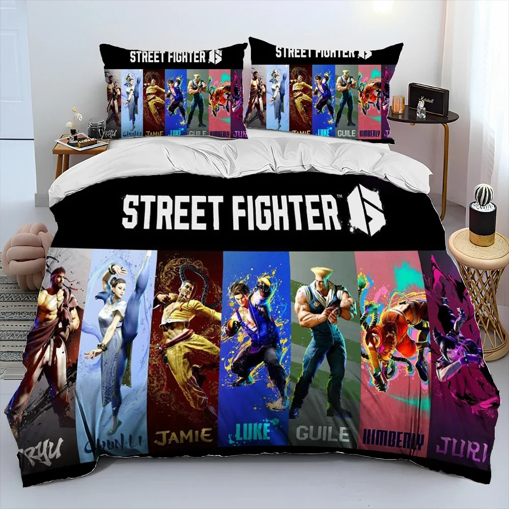 

Retro Game Street Fighter Gamer Comforter Bedding Set,Duvet Cover Bed Set Quilt Cover Pillowcase,king Queen Size Bedding Set kid