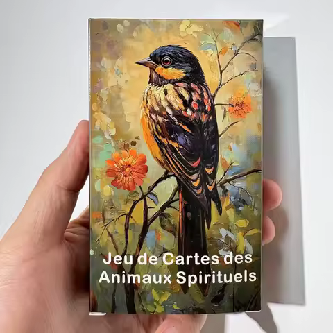 French Oracle Deck, Spirit Animals Oracle Cards, Animals Message Oracle Deck, French Tarot Deck, 12x7cm Cards, 52-Cards