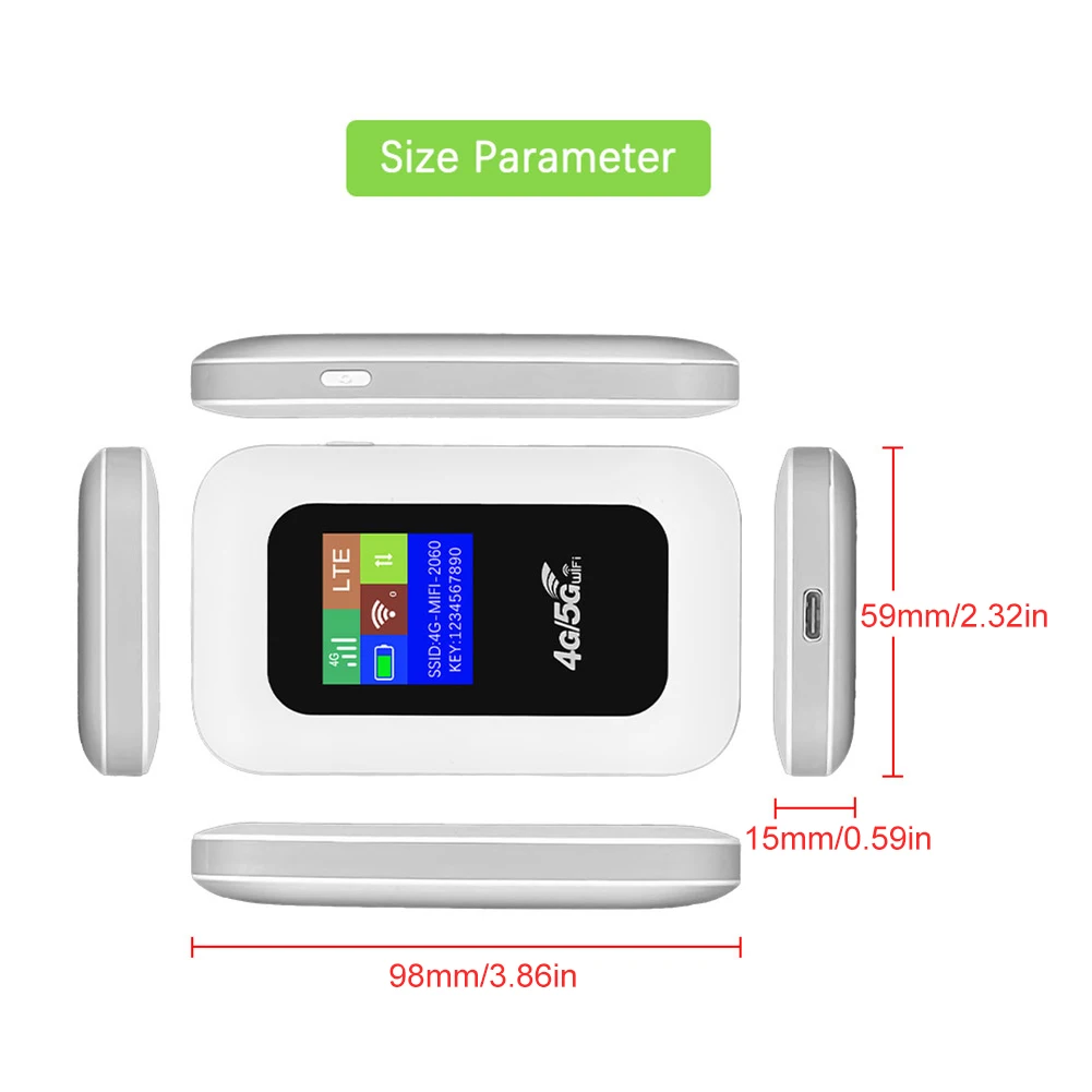 Enrutador WiFi móvil 4G LTE con ranura para tarjeta SIM, punto de acceso Wifi de bolsillo de 150Mbps, módem Wifi inalámbrico de 2100mAh para el hogar, oficina, RV, Camping