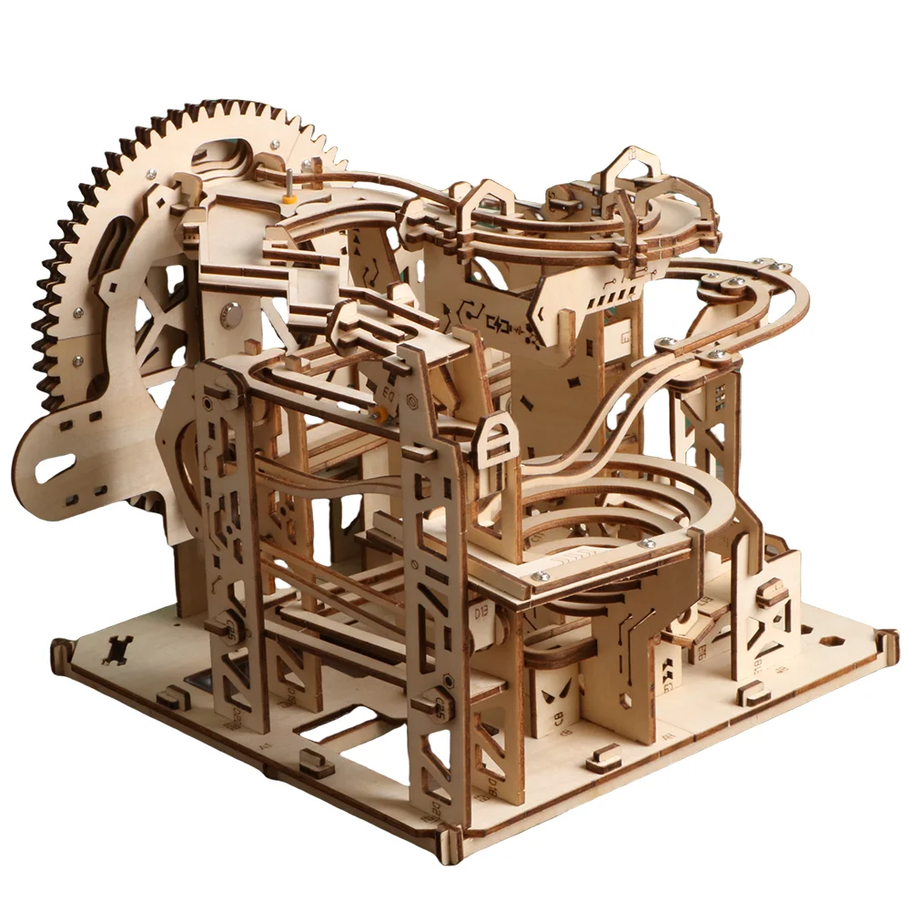 3D Track Ball Series Wooden Puzzle Handmade DIY Electric Track Ball Wooden Puzzle Family Interactive Puzzle Game