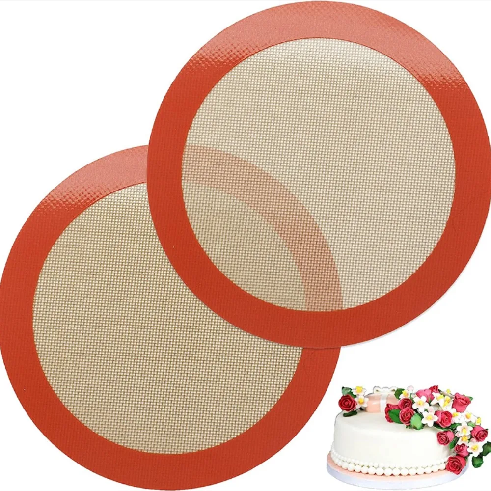 Non Stick Round Silicone Baking Mat Heat Resistant Pastry Cake Pan Liner Baking Sheets Pads Macaron Bread for Oven Air Fryer