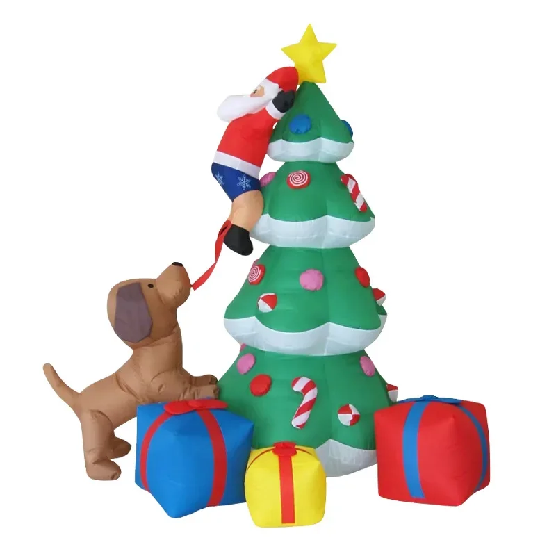 

Christmas air model 2.1 meters light inflatable dog bites Christmas tree old man climbs decorations