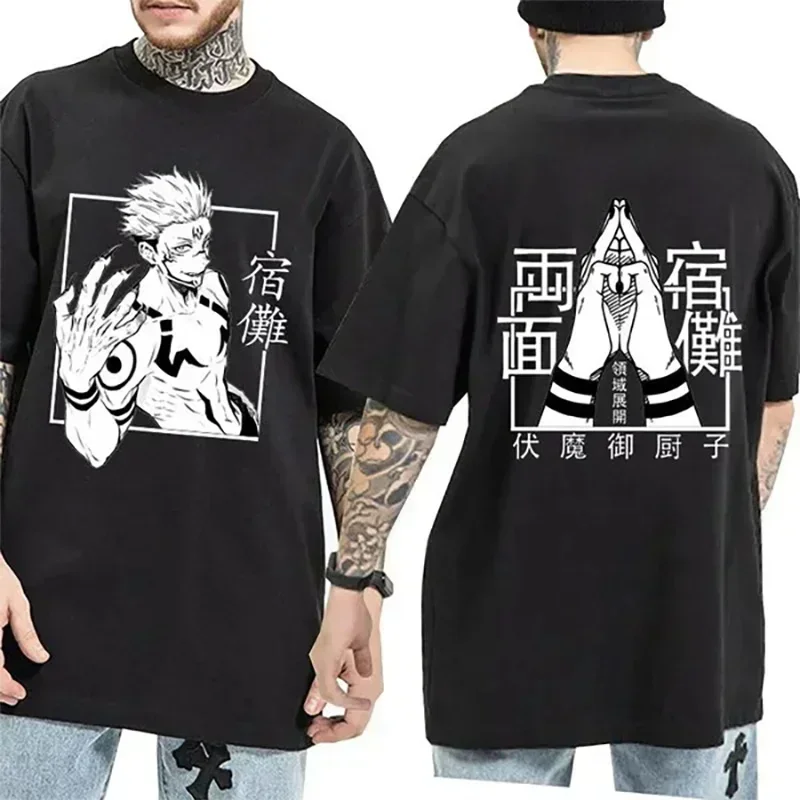 

Summer Japanese anime Jujutsu Kaisen Hanae printed T-shirt, fashionable short-sleeved 100% pure cotton men's casual T-shirt top