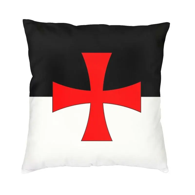 Knights Templar Flag Cushion Cover Print Medieval Warrior Crusades Cross Throw Pillow Case for Sofa Pillowcase Home Decorative
