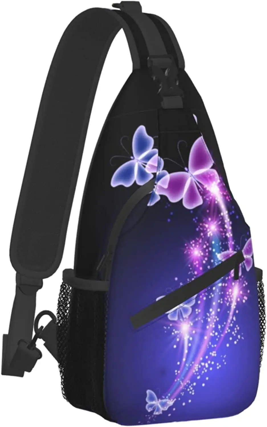 Galaxy Butterfly Sling Backpack Unisex Chest Bags Crossbody Travel Hiking Daypack for Women Men Shoulder Bag for Sport Runners