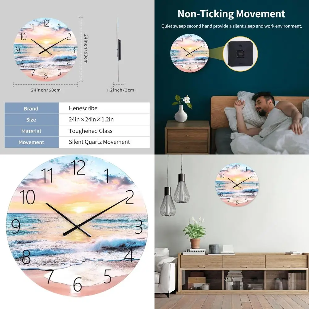 

Battery-Powered Decorative Wall Clocks for Living Spaces, 24 Silent Timepieces Ideal for Home Interiors