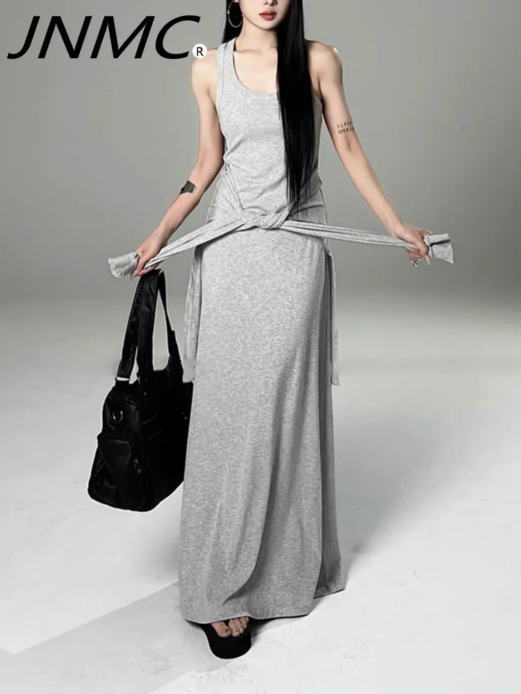 

JNMC Female Designer Senior Solid Color Pendant Vest Fake Two Belts With Elastic Waist Dress Temperament Match 2024 New Style