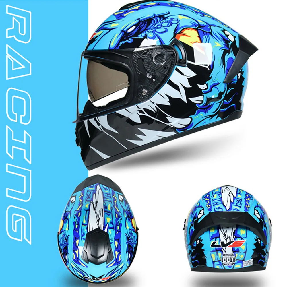 

Hot Sales Electroplated Lens Full Face Racing Helmets Winter Warm Double Visor Motorcycle Helmet Motorbike Sports Helmet