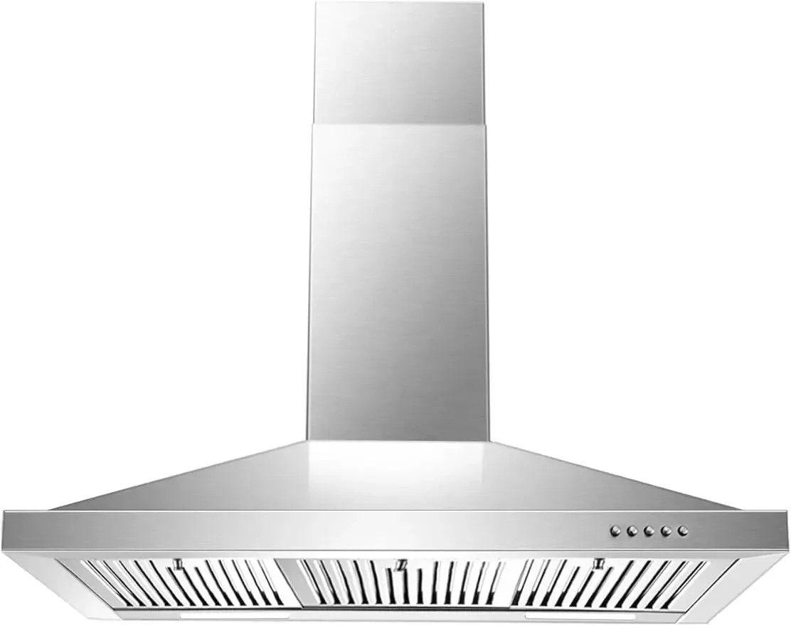 Zomagas-Wall Mounted Vent Hood in Staless Steel, Ducted and Ductless Kitchen  with Push Button Control, 36