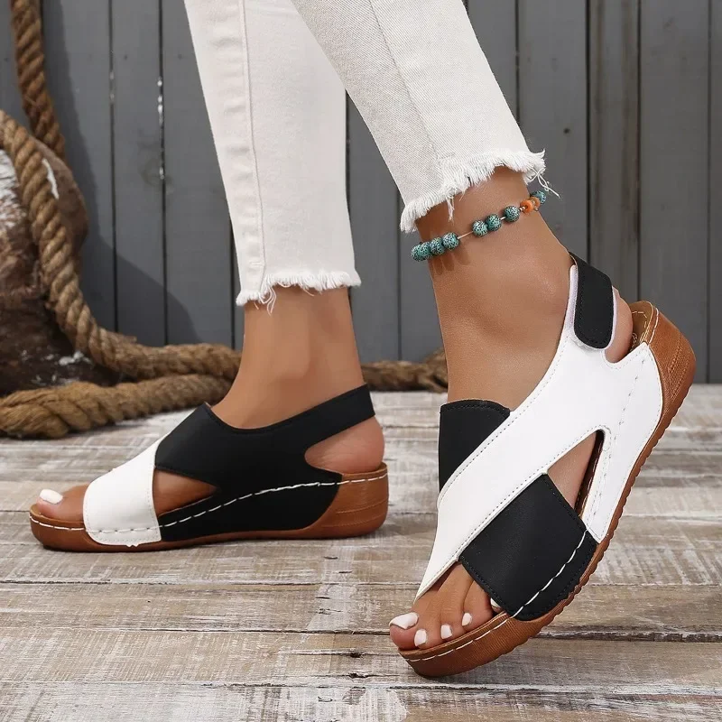 Female Shoes on Sale 2024 Brand Summer Women\'s Sandals Open Toe Mixed Colors Platform Water Proof 43 Large Size Shoes Female