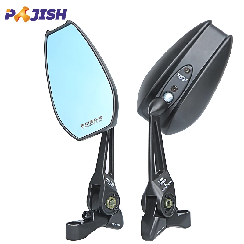 Motorcycles Modified Aluminum Alloy Anti-glare Side Mirror Scooter Universal 360° Adjustable Rearview Mirrors with Blue Glass