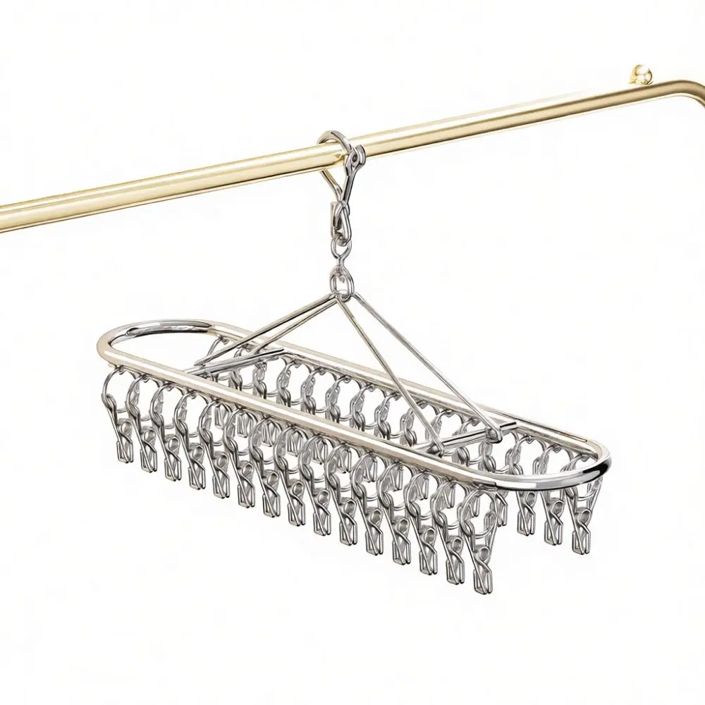 Heavy Duty Stainless Steel Clip Hanger For Laundry Drying Rack Multi Clips Sock Underwear Organizer Drying Household Tool