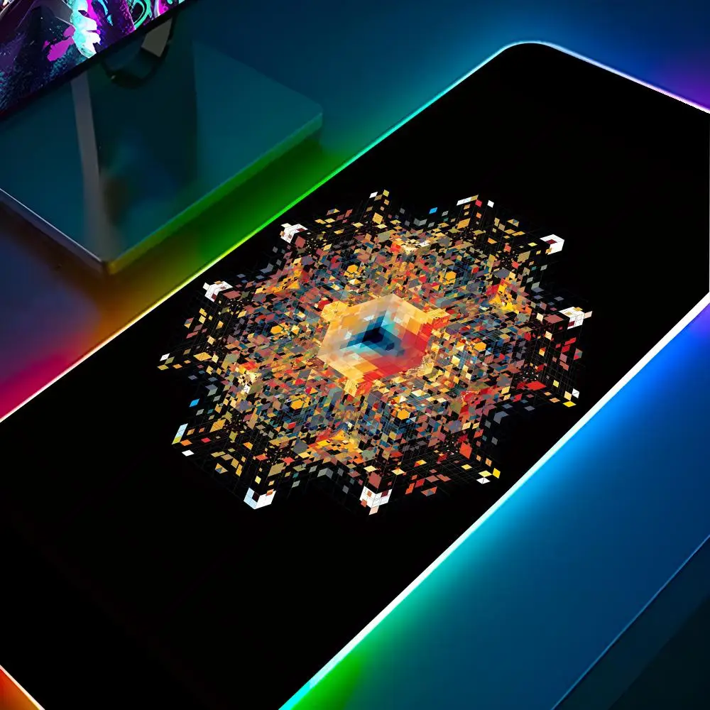 

Коврик для мыши с изображением священной геометрии, RGB ПК, Игровая клавиатура, светящийся коврик, резиновые коврики, милый мультяшный игровой компьютер csgo, lol, pubg