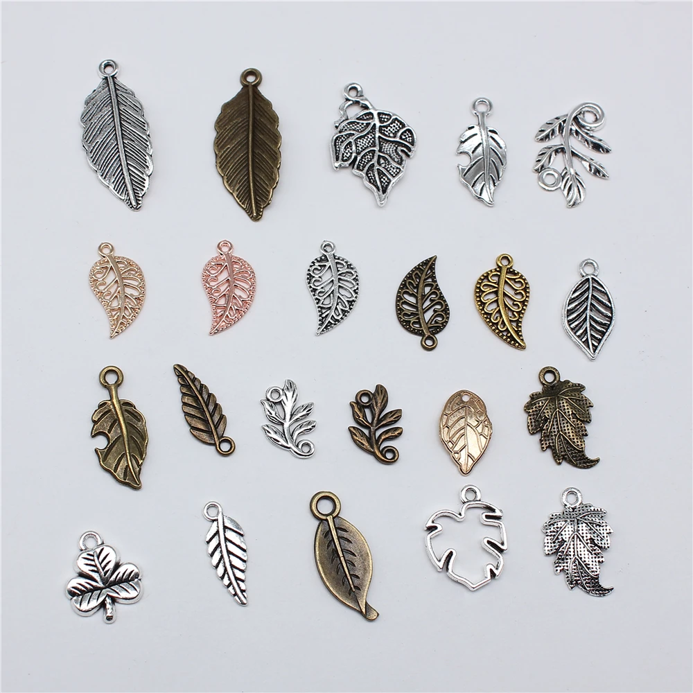 20 sztuk roślina drzewo liść Charms DIY biżuteria retro bransoletka naszyjnik Charms wisiorek do tworzenia biżuterii