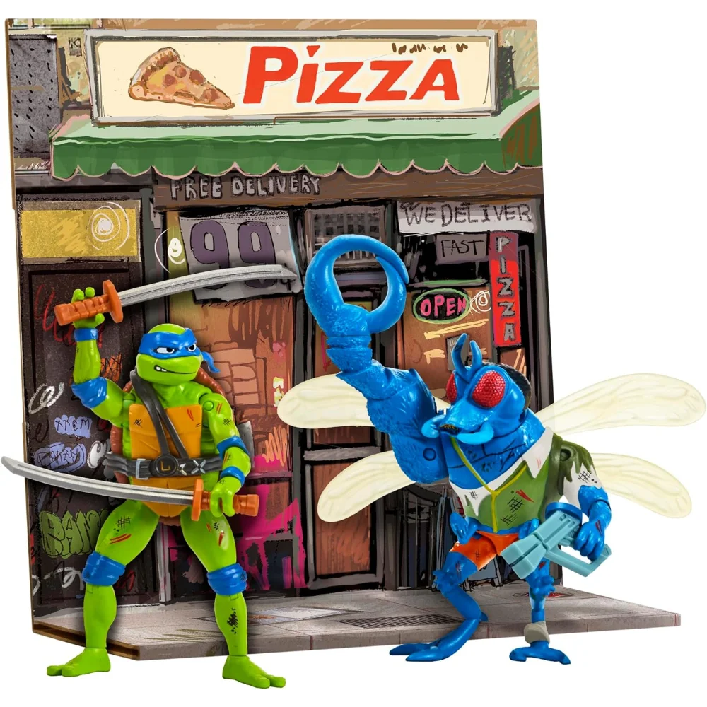 Teenage Mutant Ninja Turtles Leonardo & Mutant Fly Action Figure Set, TMNT Collectible Toy With Complete Weapons Accessories