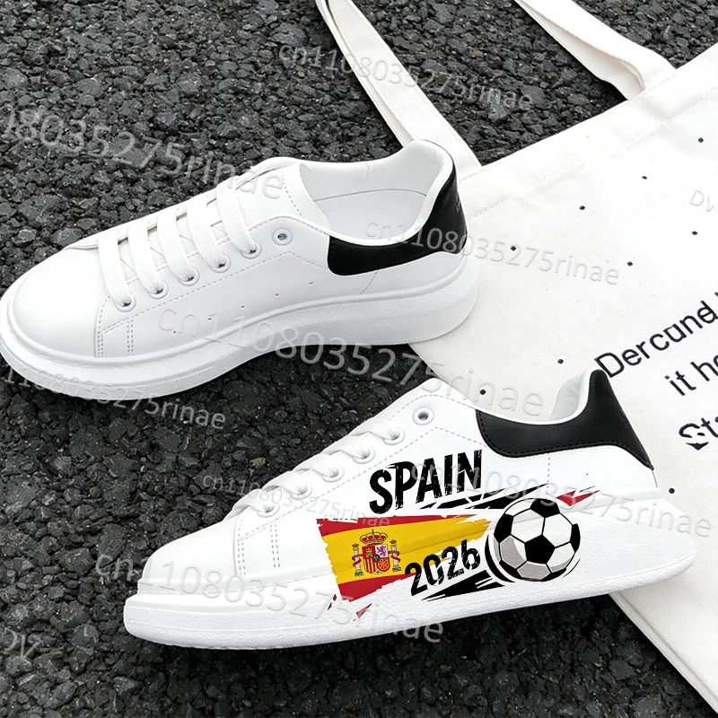 

2026 Football Match Spain National Flag Adult Casual Shoes Man Woman Selection Hot Selling Breathable Flat Shoes Ships in 24