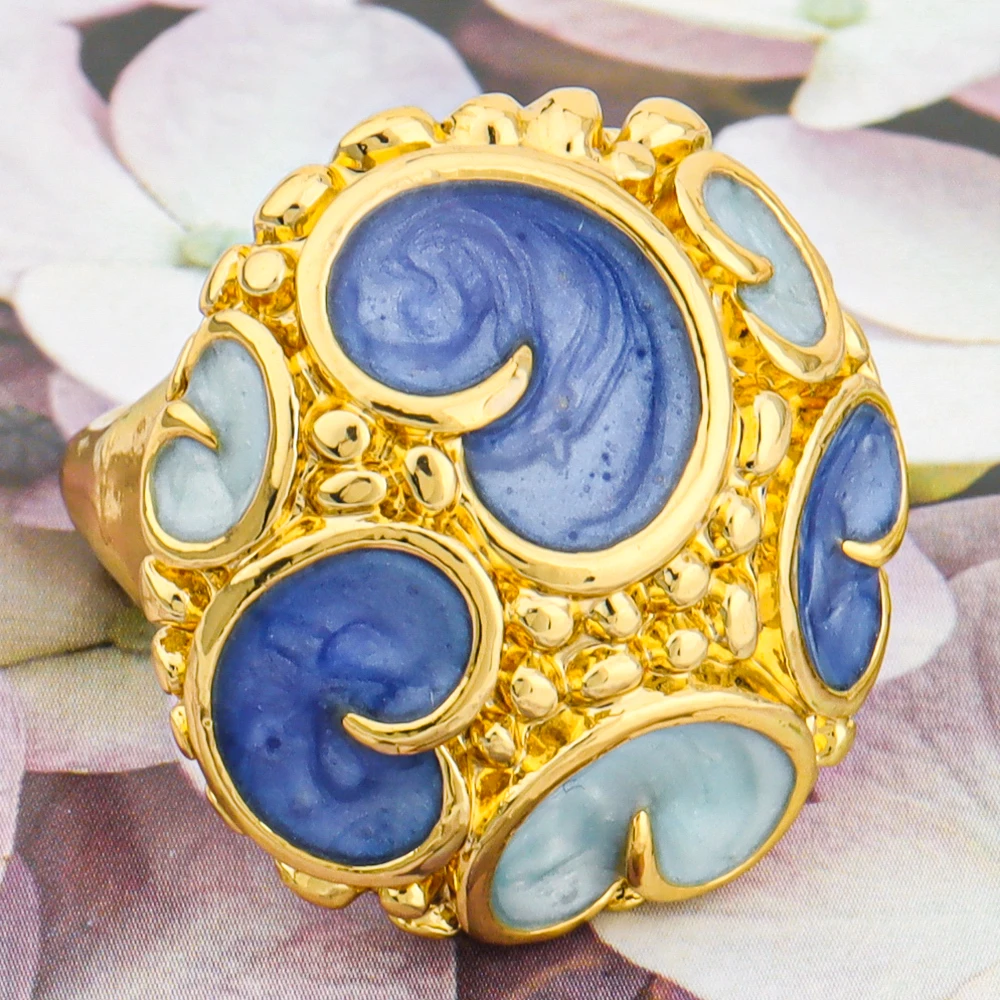 Luxurious Women's Colorful Heart Ring Gold Plated Trendy Jewelry Gift for Party Women's Day Mother's Day Women's Day Party