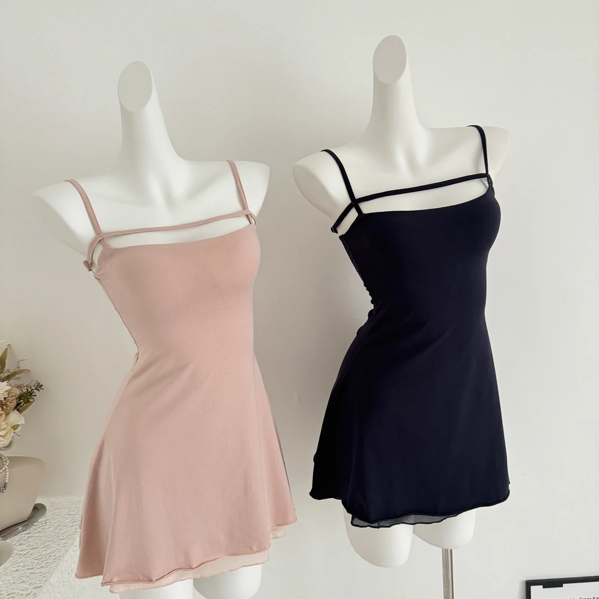 2025 New Arrival Fairy Woman Sunscreen Lace-up T-shirt Two-piece Set Dress Ruffle Edge Solid Slim Charming