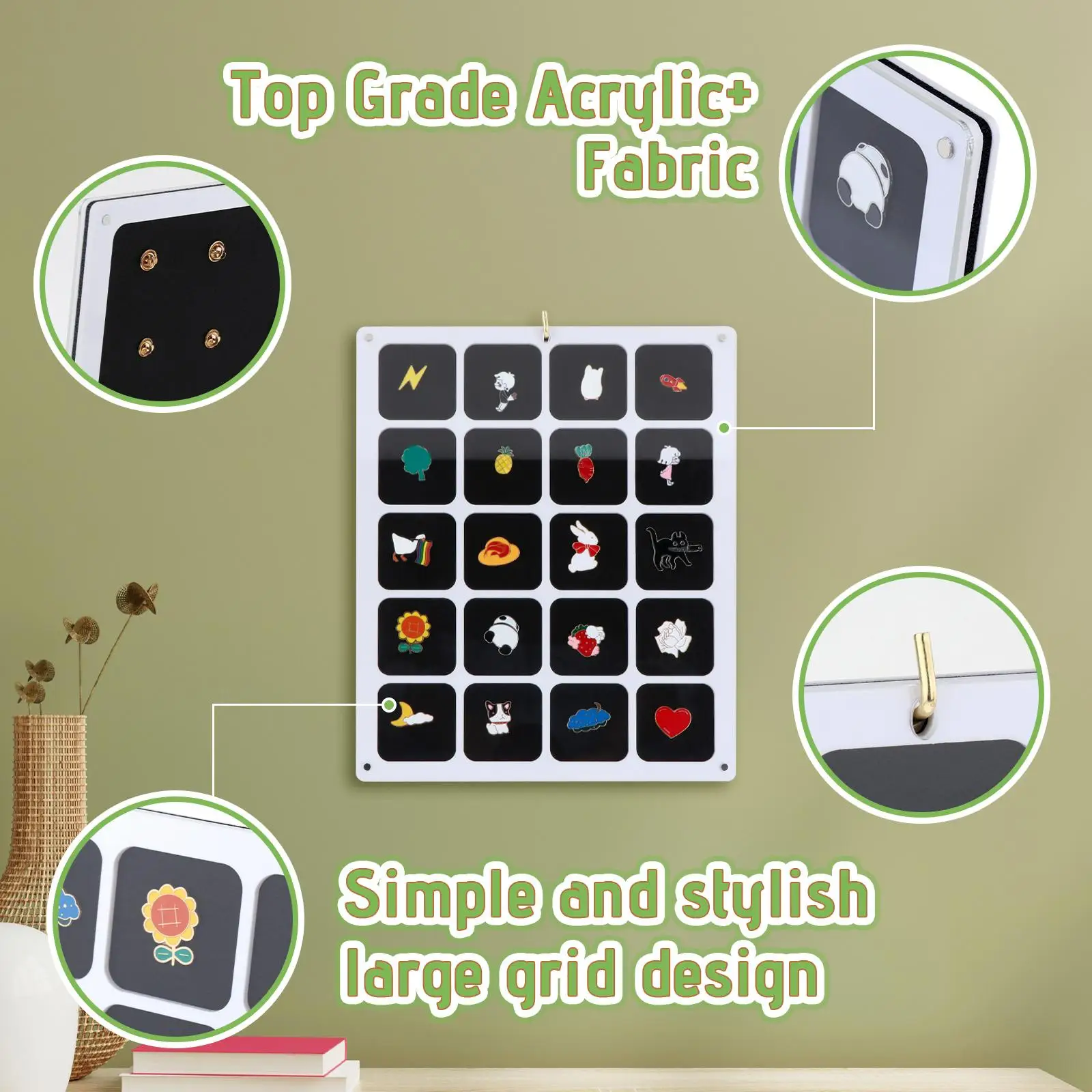Pin Collection Display Organizer Pin Display Holder Board Frame Clear Acrylic Dustproof Pin Display Case for Pin Enthusiast