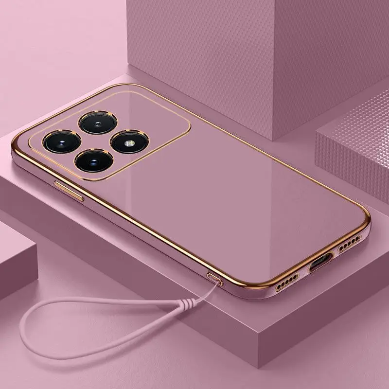 For Xiaomi Poco F6 Pro 5G Case Xiaomi Poco F6Pro Phone Case Straight frame Square Plating Silicone Back Soft rubber Cover