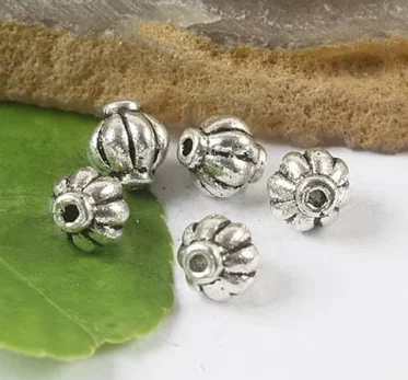 

20 Pcs 7 x7mm,hole 1.2mm Alloy matel charms tibetan silver pumkin shaped spacer beads HWH0131