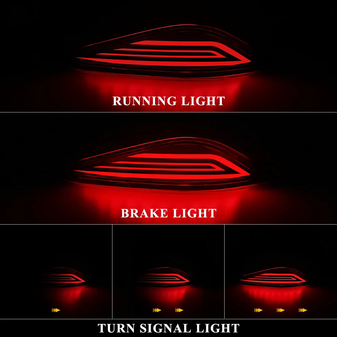 2x Rear Bumper Reflector Brake Light For Toyota Rush Fog Lamp 2018 2019 2020 Park Driving Turn Signal 3 Function