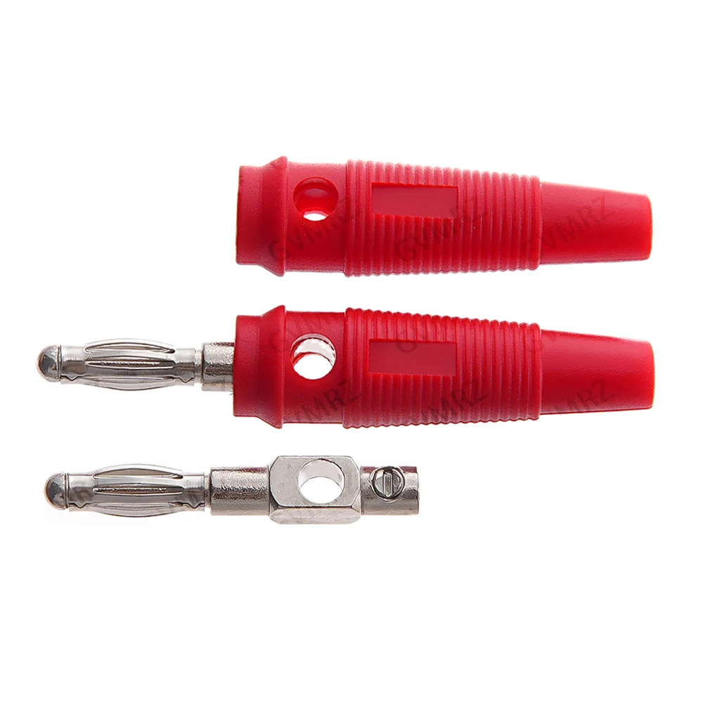 5PCS 4mm Black Blue Green Yellow 32A High Current Solderless Screw Side Stackable Banana Plug Connector Red