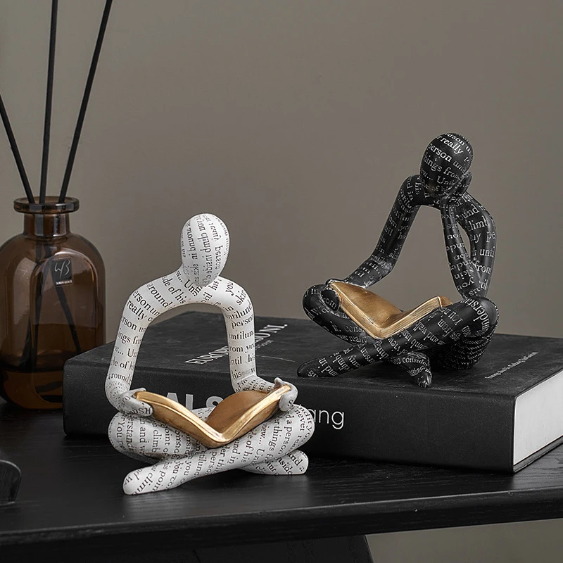 Reading Portrait Ornaments Hollow With Letters Resin Crafts Couple Art Tv Stand Wine Cabinet Living Room Home Furnishings Gift