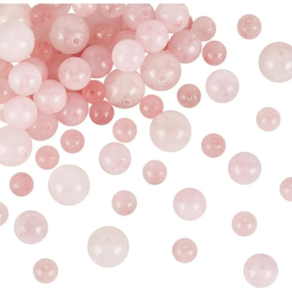 147PCS Natural Rose Quartz Beads Pink Crystal Bead 6mm 8mm 10mm Nature Jasper Beads Round Loose Energy Stone for Bracelet