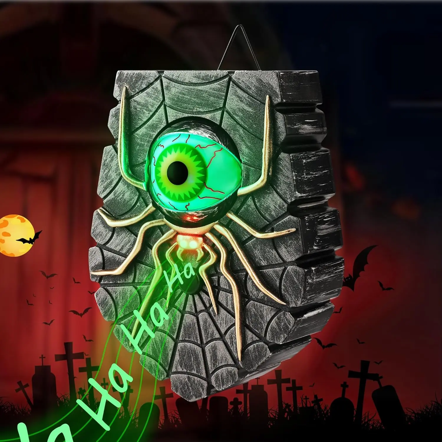 Halloween Doorbell, Animated Eyeball Haunted House Door Bell  with Spooky Sound and Lightup Eye for Halloween Party Decorations