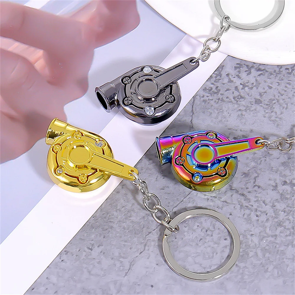 Metal Turbo Hub Keychain Creative Auto Parts Pendant Key Ring Men Modified Car Key Holder Accessories Racing Club Gifts