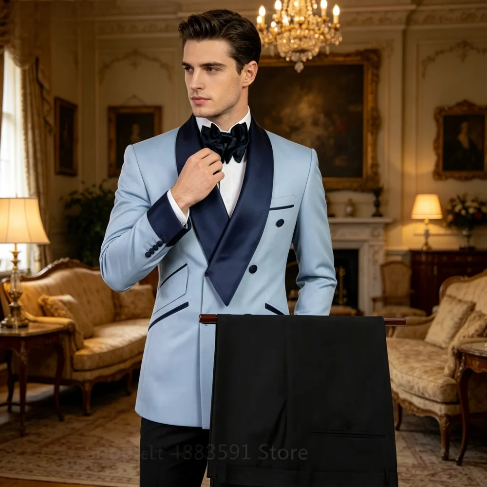 

Men's Double-breasted Tailored Tuxedo White Personalized Peak Lapel Slim Fit Groomsmen Smoking Suit Casual Outfit Set